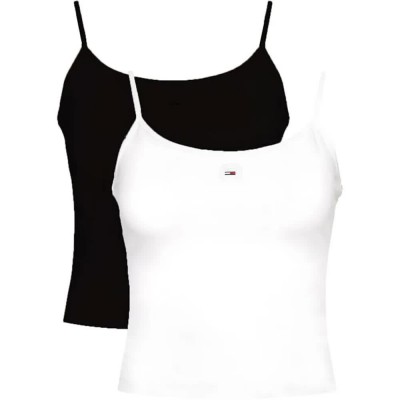 тениска,мъжки,тениски,дамски,тениски,tommy,jeans,essential,strap,sleeveless,t,shirt,2,units,white,black,(ecru,black)