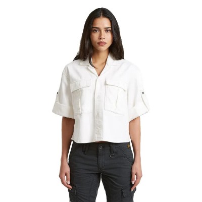 риза,с,къс,ръкав,дамски,ризи,мъжки,ризи,g,star,d28925,e503,relaxed,fit,short,sleeve,shirt,white,(ecru)