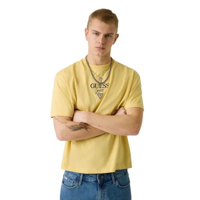 тениска,мъжки,тениски,дамски,тениски,guess,jeans,baker,logo,short,sleeve,t,shirt,yellow,(yellow,field)