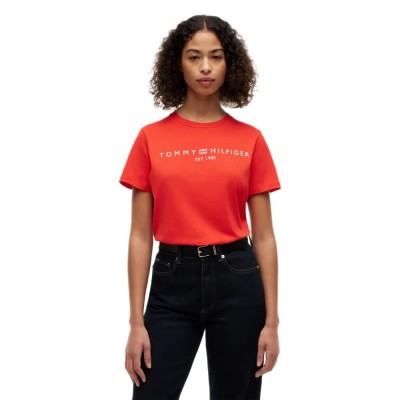 тениска,мъжки,тениски,дамски,тениски,tommy,hilfiger,corp,logo,regular,fit,short,sleeve,t,shirt,orange,(fire,red)