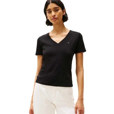 тениска,мъжки,тениски,дамски,тениски,tommy,hilfiger,slim,cody,short,sleeve,v,neck,t,shirt,black,(black)