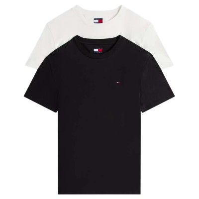 тениска,мъжки,тениски,дамски,тениски,tommy,jeans,dm0dm20687,short,sleeve,t,shirt,2,units,black,(black,ecru)