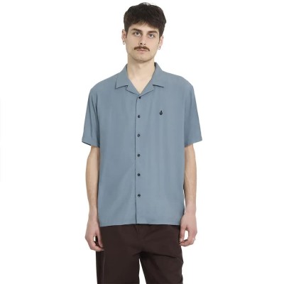 риза,с,къс,ръкав,дамски,ризи,мъжки,ризи,volcom,single,stone,short,sleeve,shirt,blue,(tradewinds)