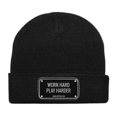 шапка,всички,шапки,john,hatter,&,co,rubber,work,hard,beanie,black,(black)