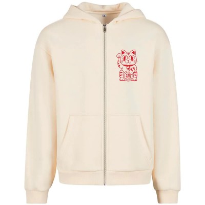 тениска,мъжки,пуловери,mister,tee,good,luck,cat,full,zip,sweatshirt,beige,(white,sand)