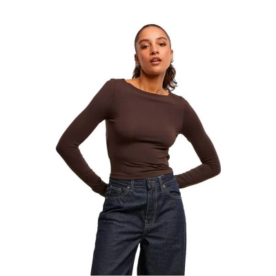 фланелка,с,дълъг,ръкав,дамски,топове,urban,classics,tb7721,long,sleeve,top,brown,(warm,brown)