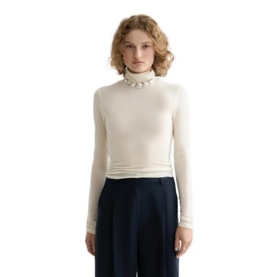 тениска,мъжки,тениски,дамски,тениски,scotch,&,soda,u9b01221t,long,sleeve,high,neck,t,shirt,beige,white,(off,white)