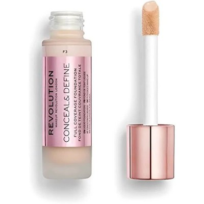 ексфолианти,makeup,revolution,conceal,&,define,full,coverage,nºf3,23ml,foundation,beige