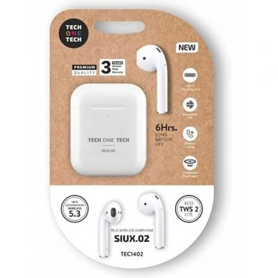 слушалки,слушалки,tech,one,tech,tec1402,wireless,earphones,clear,(white)