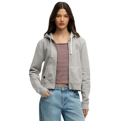 блуза,дамски,блузи,superdry,athletic,essential,crop,full,zip,sweatshirt,grey,(grey,marl)
