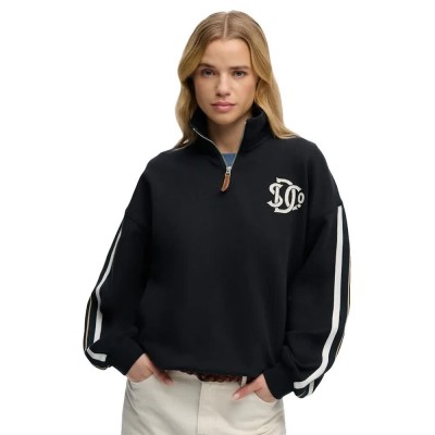 блуза,дамски,блузи,superdry,country,club,applique,half,zip,sweatshirt,black,(eclipse,navy)