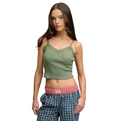 потник,дамски,топове,superdry,essential,lace,trim,crop,cami,sleeveless,top,green,(laurel,khaki)