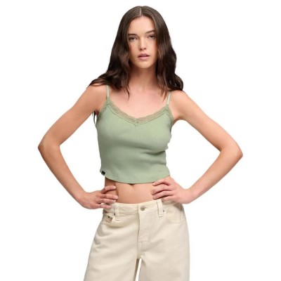 потник,дамски,топове,superdry,essential,lace,trim,crop,cami,sleeveless,top,green,(surf,spray,green)