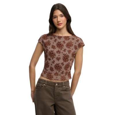 фланелка,с,къс,ръкав,дамски,топове,superdry,flocked,mesh,short,sleeve,top,brown,(sparrow,brown)