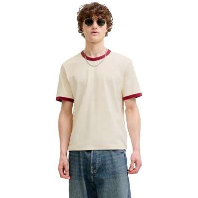 тениска,мъжки,тениски,дамски,тениски,jack,&,jones,savona,ringer,short,sleeve,t,shirt,beige,(antique,white)