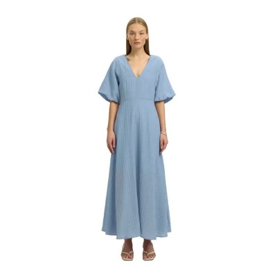 рокля,дамски,поли,и,рокли,selected,maddie,short,sleeve,long,dress,blue,(dusty,blue)