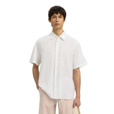 риза,с,къс,ръкав,дамски,ризи,мъжки,ризи,selected,regclaus,clay,linen,short,sleeve,shirt,white,(bright,white)