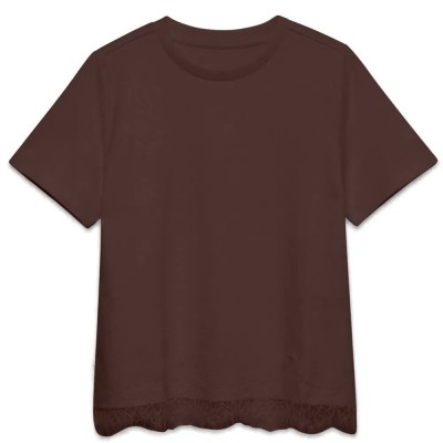 тениска,мъжки,тениски,дамски,тениски,vero,moda,sara,mette,lace,short,sleeve,t,shirt,brown,(chicory,coffee,lace,dtm)
