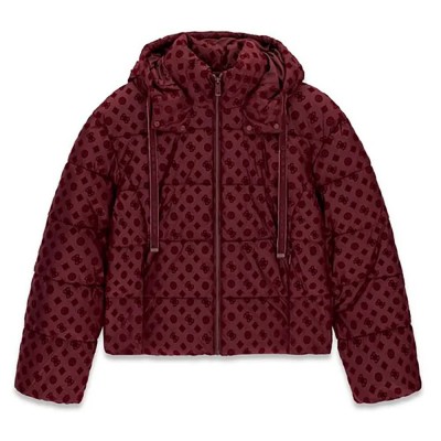 яке,мъжки,якета,дамски,якета,и,палта,guess,new,daisy,logo,cropped,padded,jacket,red,(red,noir)