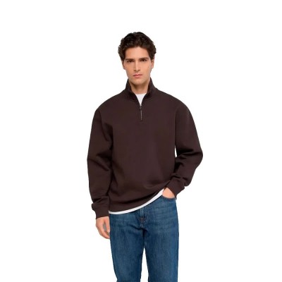 блуза,мъжки,пуловери,salsa,jeans,21011974,half,zip,sweatshirt,brown,(dark,brown)