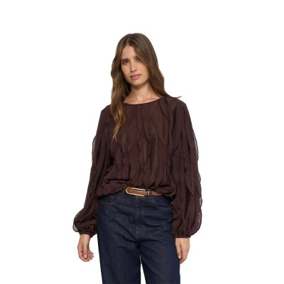 блуза,мъжки,пуловери,дамски,пуловери,salsa,jeans,frill,regular,fit,sweater,brown,(dark,brown,v1)