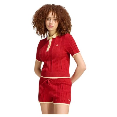 дамски,блузи,с,яка,мъжки,блузи,с,яка,adidas,originals,cable,knit,cali,short,sleeve,polo,red,(team,victory,red)