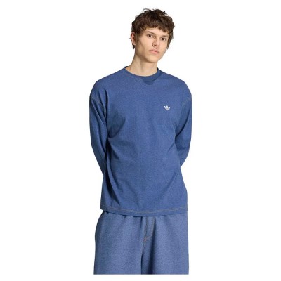 тениска,мъжки,тениски,дамски,тениски,adidas,originals,trefoil,essentials,melange,top,long,sleeve,t,shirt,blue,(crew,blue,mel)
