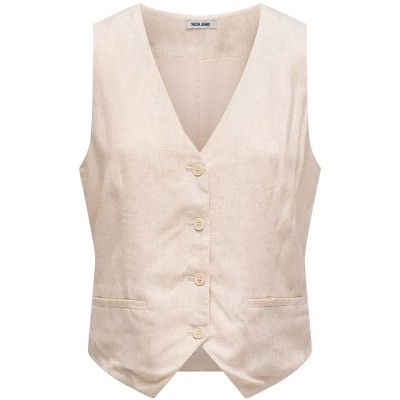 елек,дамски,сака,salsa,jeans,21012083,linen,waistcoat,beige,(beige)