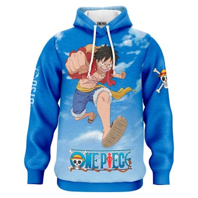 суичър,мъжки,пуловери,дамски,пуловери,otso,one,piece,fishman,luffy,and,the,crew,hoodie,blue,(blue)