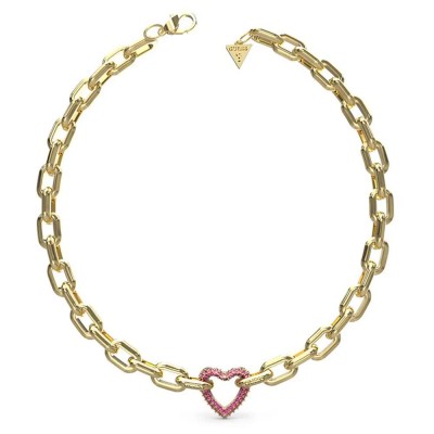 бижутерия,guess,beloved,pave,heart,necklace,golden,(gold,pink)
