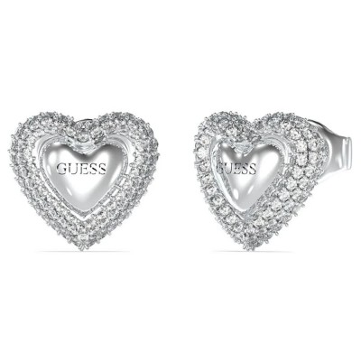 бижутерия,guess,beloved,pave,heart,studs,earrings,silver,(silver)