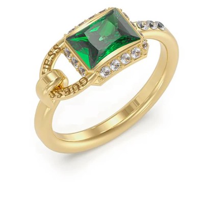 бижутерия,guess,shiny,padlock,ring,golden,(gold,green)