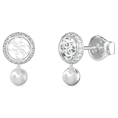 бижутерия,guess,tiny,pearly,jube05517,earrings,silver,(silver)