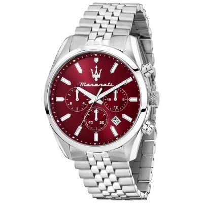 часовник,часовници,maserati,attrazione,43mm,5atm,quartz,analogical,watch,silver,(silver,red,mineral)