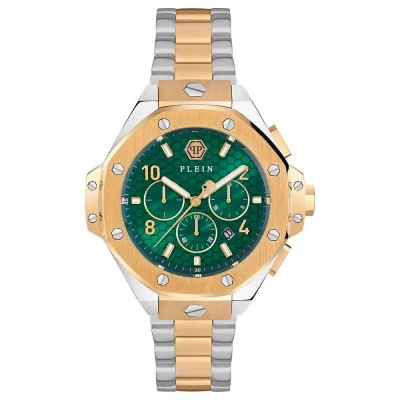 часовник,часовници,philipp,plein,plein,chrono,royal,44.50mm,5atm,quartz,analogical,watch,golden,(gold,green,mineral)