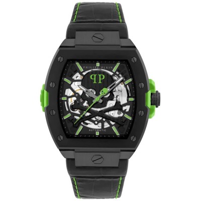 часовник,часовници,philipp,plein,the,skeleton,2.0,44mm,5atm,automatic,analogical,watch,black,(black,black,green,mineral)