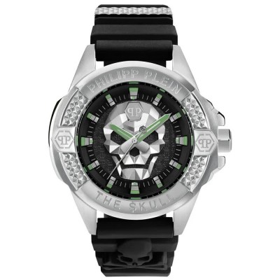 часовник,часовници,philipp,plein,the,skull,44mm,5atm,quartz,analogical,watch,silver,(black,black,green,mineral)