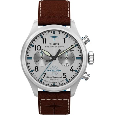 часовник,часовници,timex,waterbury,41mm,10atm,quartz,analogical,watch,silver,(brown,silver,mineral)