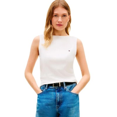 тениска,мъжки,тениски,дамски,тениски,tommy,hilfiger,5x2,rib,boat,slim,fit,sleeveless,t,shirt,white,(ecru)