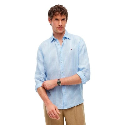 риза,с,дълъг,ръкав,дамски,ризи,мъжки,ризи,tommy,hilfiger,mw0mw42400,linen,long,sleeve,shirt,blue,(cloudy,blue,stripe)