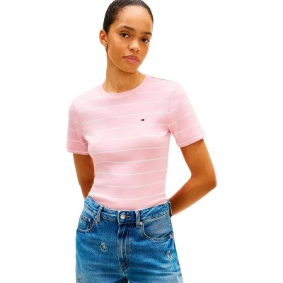 тениска,мъжки,тениски,дамски,тениски,tommy,hilfiger,slim,cody,short,sleeve,t,shirt,pink,(fine,stripe,bonita,pink,ecru)
