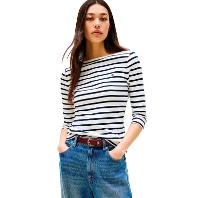 тениска,мъжки,тениски,дамски,тениски,tommy,hilfiger,slim,cody,3,4,sleeve,t,shirt,white,(breton,ecu,dark,night,navy)