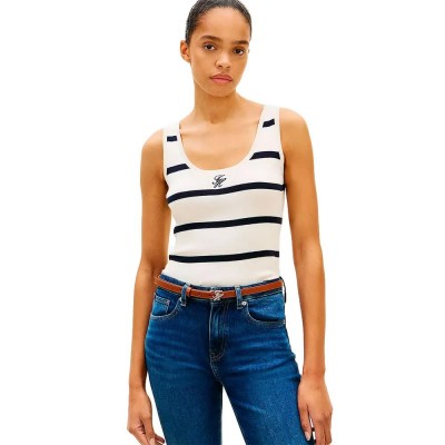потник,дамски,топове,tommy,hilfiger,ww0ww48480,sleeveless,top,white,(big,stripe,calico,dark,night,navy)