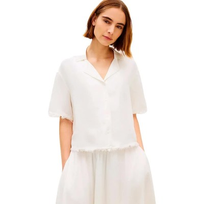 риза,с,къс,ръкав,дамски,ризи,мъжки,ризи,tommy,hilfiger,ww0ww48924,linen,short,sleeve,shirt,white,(ivory,silk)