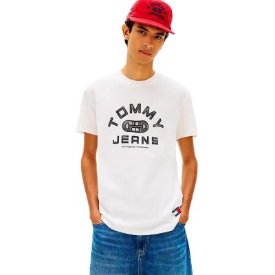 тениска,мъжки,тениски,дамски,тениски,tommy,jeans,dm0dm22551,short,sleeve,t,shirt,white,(ecru)