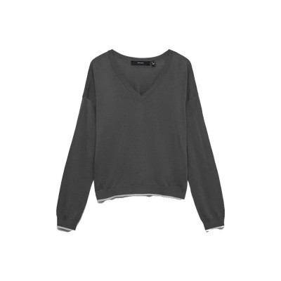 блуза,мъжки,пуловери,дамски,пуловери,vero,moda,bella,v,neck,sweater,grey,(dark,grey,melange,detail,lgm,contrast)