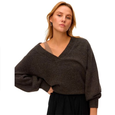 блуза,мъжки,пуловери,дамски,пуловери,vero,moda,boom,v,neck,sweater,brown,(chocolate,torte,detail,melange)