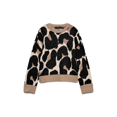 блуза,мъжки,пуловери,дамски,пуловери,vero,moda,leonie,sweater,brown,black,(silver,mink,pattern,black,birch,leo)