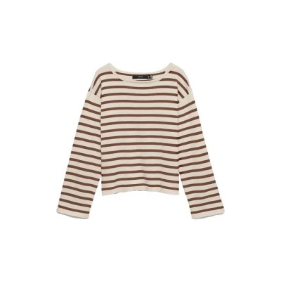 блуза,мъжки,пуловери,дамски,пуловери,vero,moda,noma,sweater,brown,(birch,stripes,cocoa,brown)