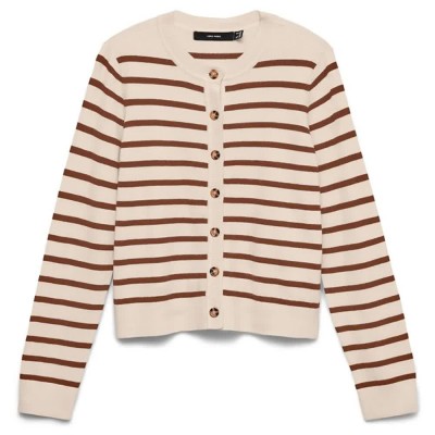 жилетка,мъжки,пуловери,дамски,пуловери,vero,moda,saba,plain,cardigan,beige,(birch,stripes,cocoa,brown)